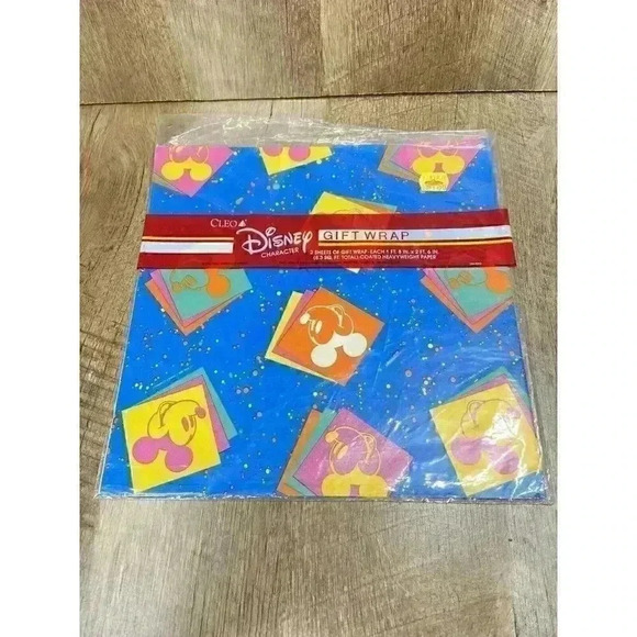 Lot Of 2 Vintage Disney Mickey Mouse Gift Wrap Wrapping Paper 6 Sheets Total - Picture 2 of 6